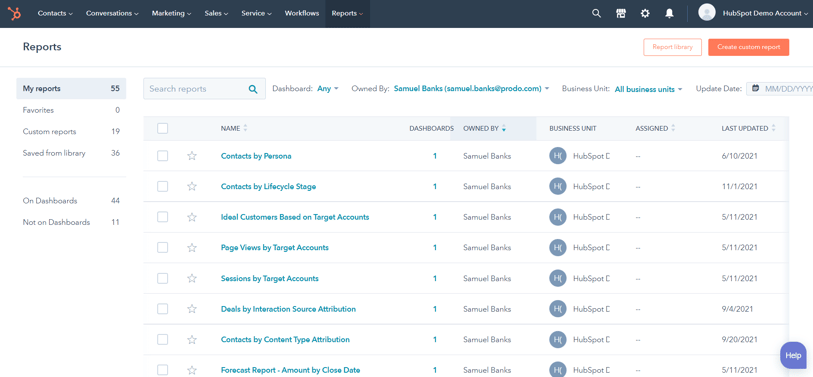 Using HubSpot reports