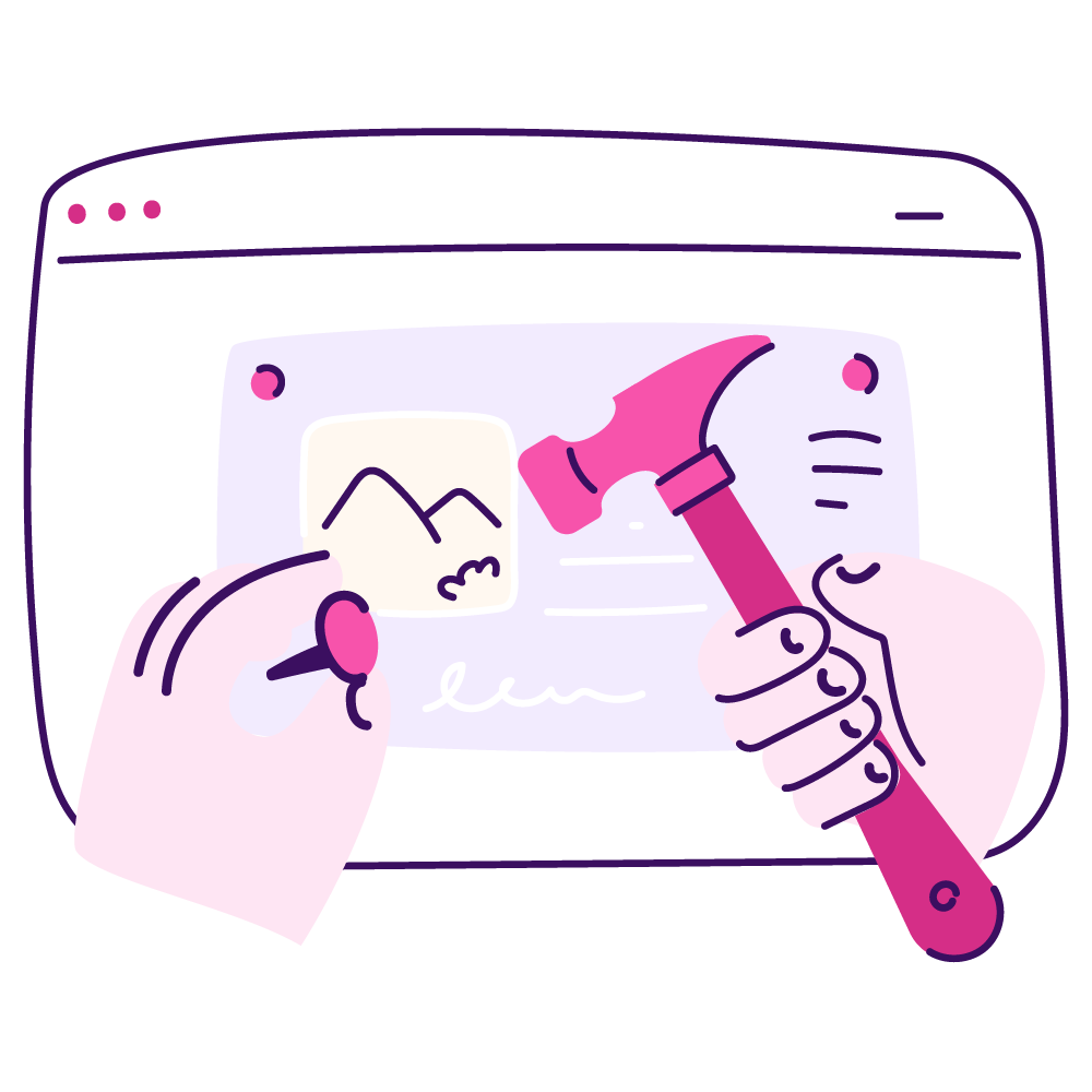 web development _ website, webpage, hammer, paste, maintenance, construction, layout